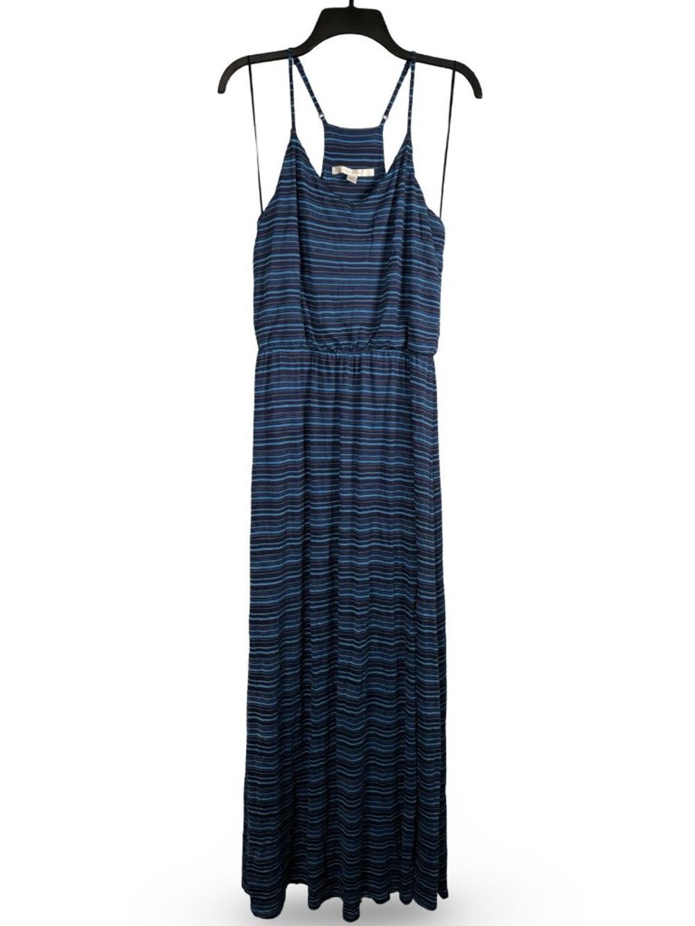 LC Lauren Conrad Blue Striped Racerback Maxi Dress Womens M Boho Coastal Resort - Picture 4 of 11